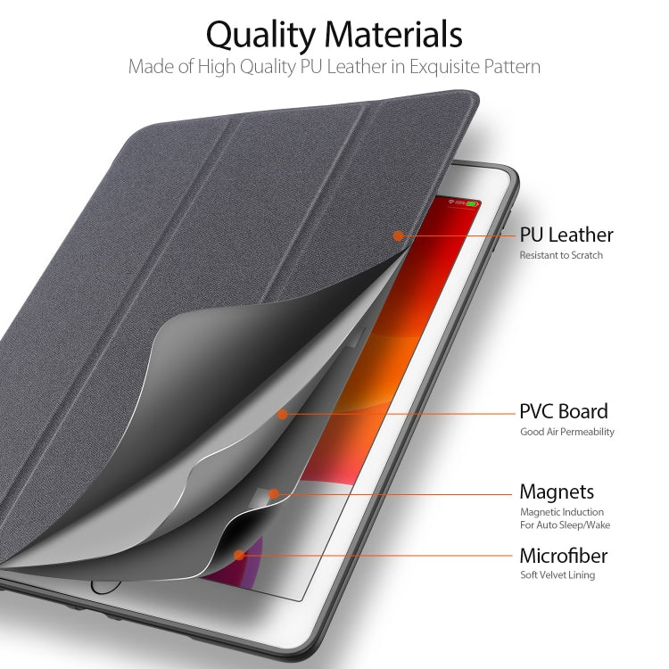 สำหรับ iPad 10.2 DUX DUCIS Domo Series ซองหนัง PU แบบแม่เหล็กพลิกแนวนอนพร้อมตัวยึดสามพับและช่องเสียบปากกาและฟังก์ชันพัก / ปลุก, For iPad 10.2