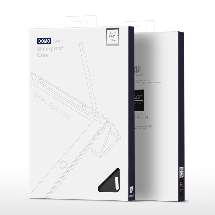 สำหรับ iPad 10.2 DUX DUCIS Domo Series ซองหนัง PU แบบแม่เหล็กพลิกแนวนอนพร้อมตัวยึดสามพับและช่องเสียบปากกาและฟังก์ชันพัก / ปลุก, For iPad 10.2