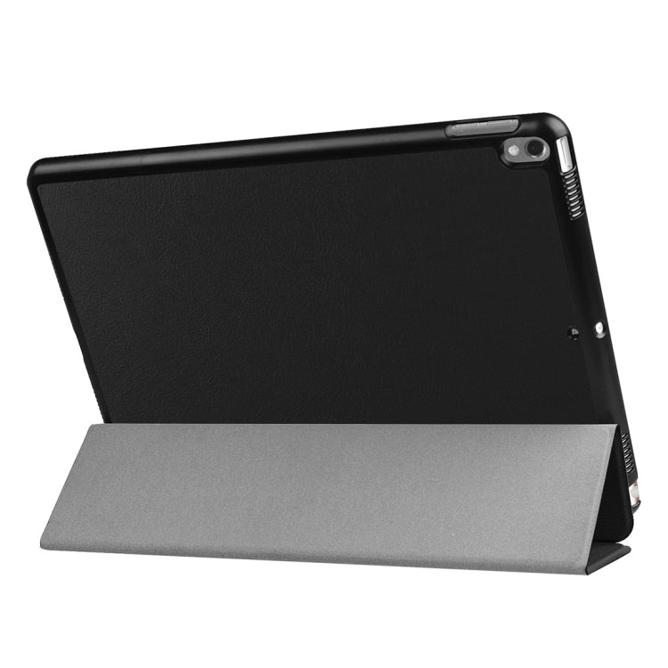 สำหรับ iPad Pro 10.5 นิ้ว PU Litchi Texture เคสอัจฉริยะ 3 พับแบบใสฝาหลังพร้อมตัวยึด
