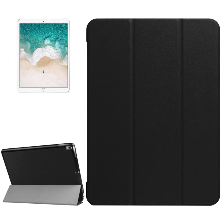 สำหรับ iPad Pro 10.5 นิ้ว PU Litchi Texture เคสอัจฉริยะ 3 พับแบบใสฝาหลังพร้อมตัวยึด