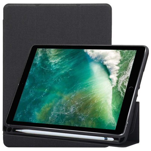 ซองหนังพลิกแนวนอนลายพื้นผิวผ้าสำหรับ iPad Pro 10.5 นิ้ว พร้อมที่วางสามพับและช่องใส่ปากกา, For iPad Pro 10.5, For  iPad Pro 10.5