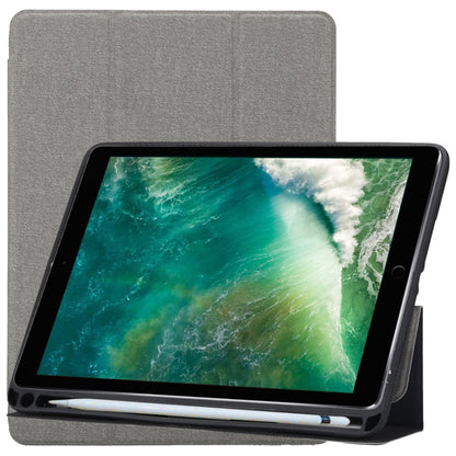 ซองหนังพลิกแนวนอนลายพื้นผิวผ้าสำหรับ iPad Pro 10.5 นิ้ว พร้อมที่วางสามพับและช่องใส่ปากกา, For iPad Pro 10.5, For  iPad Pro 10.5