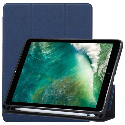 ซองหนังพลิกแนวนอนลายพื้นผิวผ้าสำหรับ iPad Pro 10.5 นิ้ว พร้อมที่วางสามพับและช่องใส่ปากกา, For iPad Pro 10.5, For  iPad Pro 10.5