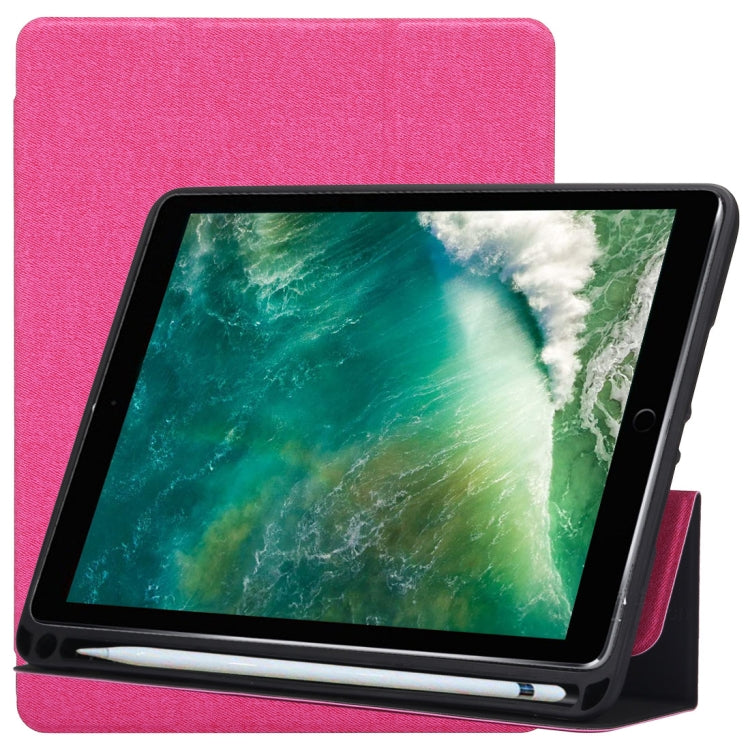 ซองหนังพลิกแนวนอนลายพื้นผิวผ้าสำหรับ iPad Pro 10.5 นิ้ว พร้อมที่วางสามพับและช่องใส่ปากกา, For iPad Pro 10.5, For  iPad Pro 10.5