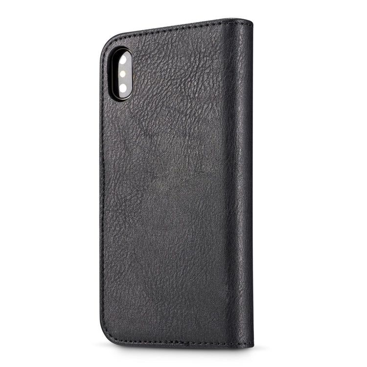 สำหรับ iPhone X / XS DG.MING พื้นผิวม้าบ้าพลิกแนวนอนเคสแม่เหล็กที่ถอดออกได้พร้อมตัวยึดและช่องเสียบการ์ดและกระเป๋าสตางค์, iPhone  X, For  X, iPhone X