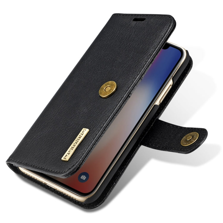 สำหรับ iPhone X / XS DG.MING พื้นผิวม้าบ้าพลิกแนวนอนเคสแม่เหล็กที่ถอดออกได้พร้อมตัวยึดและช่องเสียบการ์ดและกระเป๋าสตางค์, iPhone  X, For  X, iPhone X