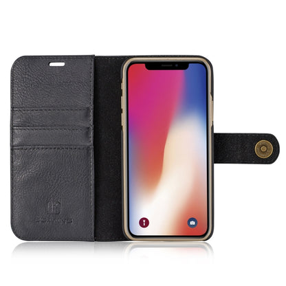 สำหรับ iPhone X / XS DG.MING พื้นผิวม้าบ้าพลิกแนวนอนเคสแม่เหล็กที่ถอดออกได้พร้อมตัวยึดและช่องเสียบการ์ดและกระเป๋าสตางค์, iPhone  X, For  X, iPhone X