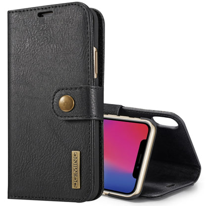 สำหรับ iPhone X / XS DG.MING พื้นผิวม้าบ้าพลิกแนวนอนเคสแม่เหล็กที่ถอดออกได้พร้อมตัวยึดและช่องเสียบการ์ดและกระเป๋าสตางค์, iPhone  X, For  X, iPhone X