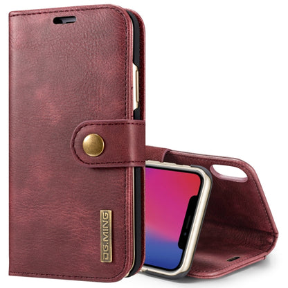 สำหรับ iPhone X / XS DG.MING พื้นผิวม้าบ้าพลิกแนวนอนเคสแม่เหล็กที่ถอดออกได้พร้อมตัวยึดและช่องเสียบการ์ดและกระเป๋าสตางค์, iPhone  X, For  X, iPhone X