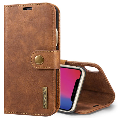 สำหรับ iPhone X / XS DG.MING พื้นผิวม้าบ้าพลิกแนวนอนเคสแม่เหล็กที่ถอดออกได้พร้อมตัวยึดและช่องเสียบการ์ดและกระเป๋าสตางค์, iPhone  X, For  X, iPhone X