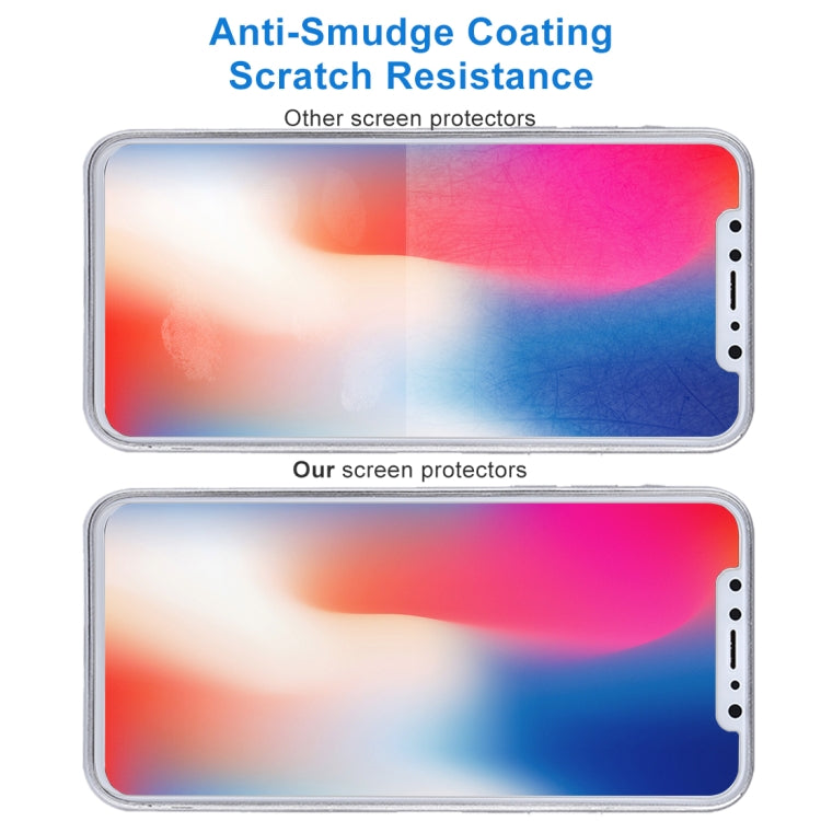 สำหรับ iPhone X 9H ความแข็งพื้นผิว 2.5D กระจกนิรภัยใสด้านหน้า + ตัวป้องกันหน้าจอด้านหลัง