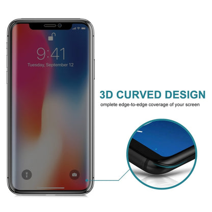 สำหรับ iPhone X 0.3 มม. 9H ความแข็งพื้นผิวความเป็นส่วนตัว 3D ป้องกันแสงสะท้อนไม่เต็มหน้าจอกระจกกันรอยหน้าจอ, For X