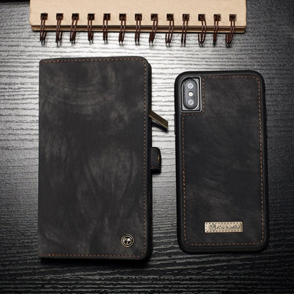 สำหรับ iPhone X / XS CaseMe-008 TPU + PC การดูดซับแม่เหล็กที่ถอดออกได้ปกหลังซองหนังพลิกแนวนอนพร้อมตัวยึดและช่องเสียบการ์ดและกระเป๋าสตางค์ซิปและกรอบรูป