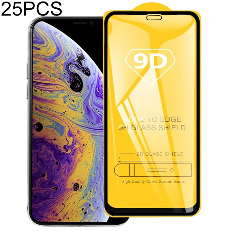 สำหรับ iPhone 11 Pro / XS / X 25 ชิ้น 9H 9D เต็มหน้าจอกระจกกันรอยหน้าจอ, For iPhone 11 Pro / XS / X (25 PCS)