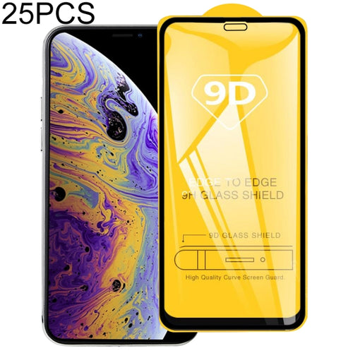 สำหรับ iPhone 11 Pro / XS / X 25 ชิ้น 9H 9D เต็มหน้าจอกระจกกันรอยหน้าจอ, For iPhone 11 Pro / XS / X (25 PCS)