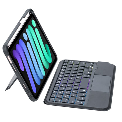 T06-AS สำหรับ iPad mini6 Touch Backlight Split Type ซองหนังคีย์บอร์ด Bluetooth, T06-AS