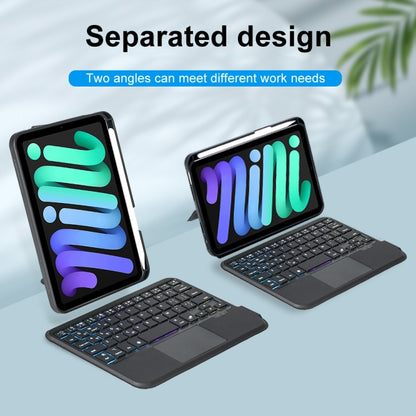 T06-AS สำหรับ iPad mini6 Touch Backlight Split Type ซองหนังคีย์บอร์ด Bluetooth, T06-AS
