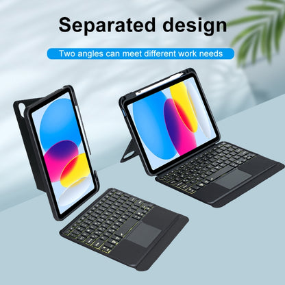 T10-ASสำหรับiPad 10th Gen 10.9 2022 Touch Backlightแยกประเภทซองหนังคีย์บอร์ดบลูทูธ, T10-A