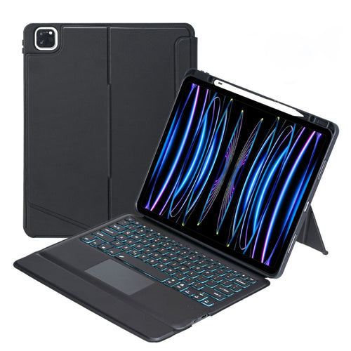 T129-ASสำหรับiPad Pro 12.9 2022/2021/2020/2018 Touch Backlightแยกประเภทบลูทูธคีย์บอร์ดหนัง, T129-AS
