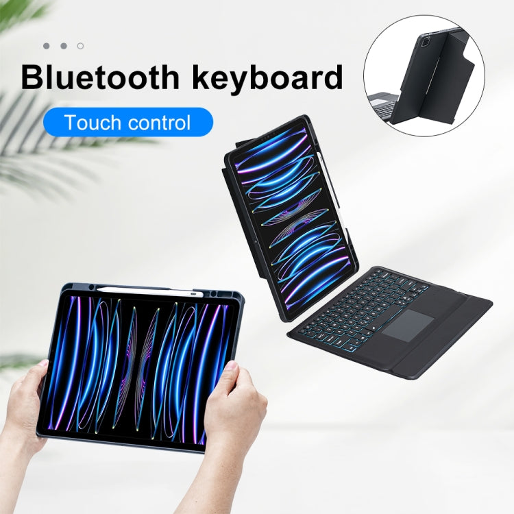 T129-ASสำหรับiPad Pro 12.9 2022/2021/2020/2018 Touch Backlightแยกประเภทบลูทูธคีย์บอร์ดหนัง, T129-AS