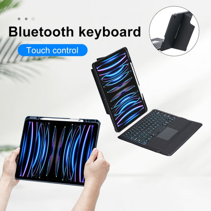 T129-ASสำหรับiPad Pro 12.9 2022/2021/2020/2018 Touch Backlightแยกประเภทบลูทูธคีย์บอร์ดหนัง, T129-AS