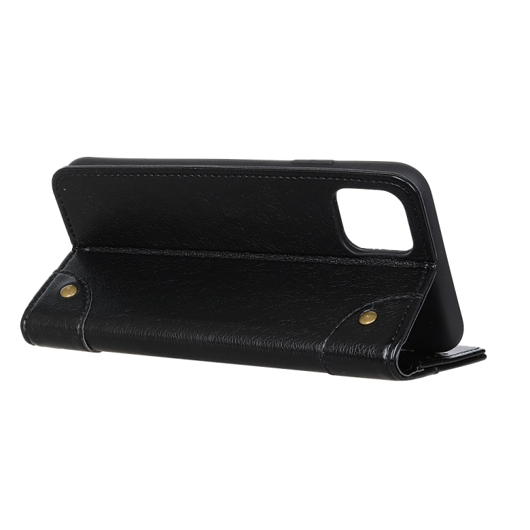 สำหรับ iPhone 11 Pro Max Copper Buckle Nappa Texture ซองหนังพลิกแนวนอนพร้อมตัวยึดและช่องเสียบการ์ดและกระเป๋าสตางค์, For XI Max (2019)