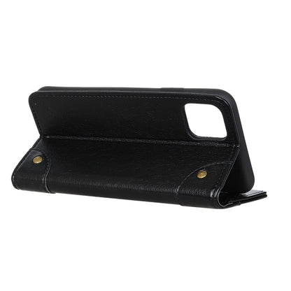 สำหรับ iPhone 11 Pro Max Copper Buckle Nappa Texture ซองหนังพลิกแนวนอนพร้อมตัวยึดและช่องเสียบการ์ดและกระเป๋าสตางค์, For XI Max (2019)