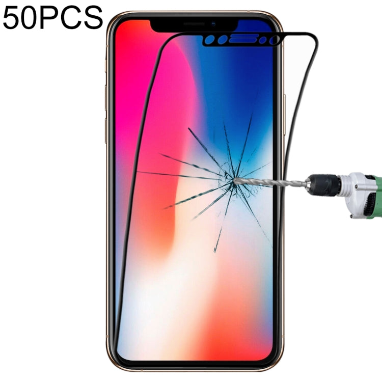 สำหรับ iPhone 11 Pro Max / XS Max 50 ชิ้น 0.1mm 9H เต็มหน้าจอฟิล์มกระจกนิรภัยไฟเบอร์แบบยืดหยุ่น, For iPhone 11 Pro Max / XS Max