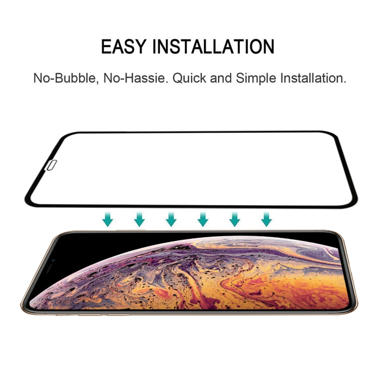 สำหรับ iPhone XS Max 9H 2.5D Ultrathin Silk-screen คาร์บอนไฟเบอร์แบบเต็มหน้าจอป้องกันฟิล์ม, For iPhone XS Max Black 2.5D
