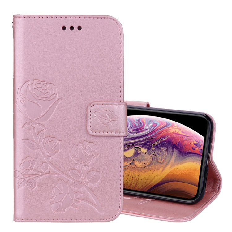 สำหรับ iPhone XS Max Rose ซองหนัง PU แบบพลิกแนวนอนพร้อมตัวยึดและช่องเสียบการ์ดและกระเป๋าสตางค์, For XS Max