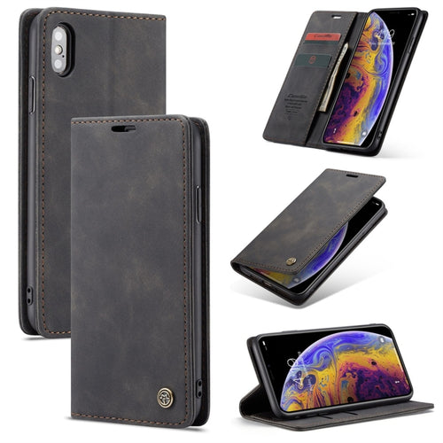 สำหรับ iPhone XS Max CaseMe-013 ซองหนังพลิกแนวนอนแบบมัลติฟังก์ชั่น Retro Frosted พร้อมช่องเสียบการ์ดและที่วางและกระเป๋าสตางค์, For iPhone XS Max