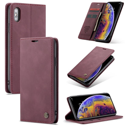 สำหรับ iPhone XS Max CaseMe-013 ซองหนังพลิกแนวนอนแบบมัลติฟังก์ชั่น Retro Frosted พร้อมช่องเสียบการ์ดและที่วางและกระเป๋าสตางค์, For iPhone XS Max