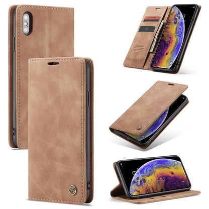 สำหรับ iPhone XS Max CaseMe-013 ซองหนังพลิกแนวนอนแบบมัลติฟังก์ชั่น Retro Frosted พร้อมช่องเสียบการ์ดและที่วางและกระเป๋าสตางค์, For iPhone XS Max