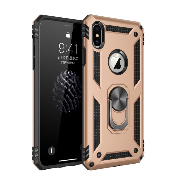 สำหรับ iPhone XS Max จ่าเกราะกันกระแทก TPU + เคสพีซีพร้อมที่วางหมุนได้ 360 องศา