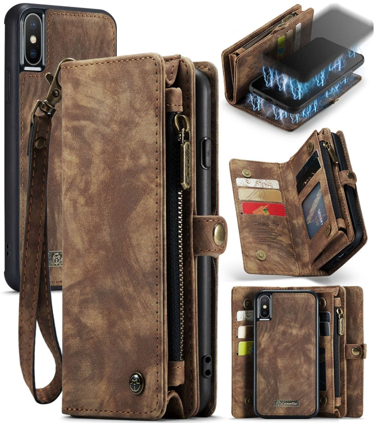 สำหรับ iPhone XS Max CaseMe ซองหนังพลิกแนวนอนมัลติฟังก์ชั่นที่ถอดออกได้พร้อมช่องเสียบการ์ดและผู้ถือและกระเป๋าสตางค์ซิปและกรอบรูป, For iPhone XS Max
