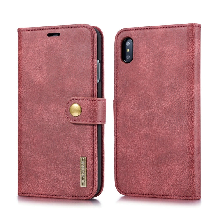 สำหรับ iPhone XS Max DG.MING เนื้อม้าบ้าพลิกซองหนังแม่เหล็กที่ถอดออกได้พร้อมตัวยึดและช่องเสียบการ์ดและกระเป๋าสตางค์, iPhone XS Max, For iPhone XS Max