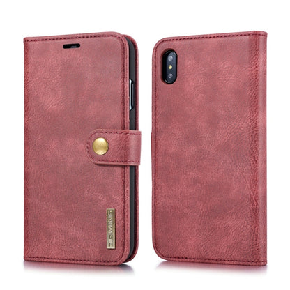 สำหรับ iPhone XS Max DG.MING เนื้อม้าบ้าพลิกซองหนังแม่เหล็กที่ถอดออกได้พร้อมตัวยึดและช่องเสียบการ์ดและกระเป๋าสตางค์, iPhone XS Max, For iPhone XS Max