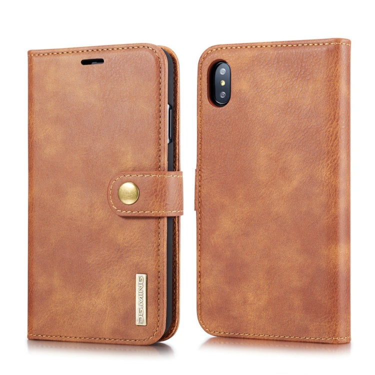 สำหรับ iPhone XS Max DG.MING เนื้อม้าบ้าพลิกซองหนังแม่เหล็กที่ถอดออกได้พร้อมตัวยึดและช่องเสียบการ์ดและกระเป๋าสตางค์, iPhone XS Max, For iPhone XS Max
