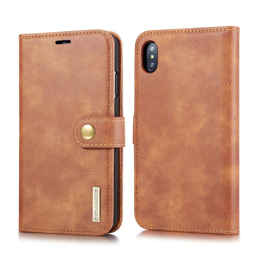 สำหรับ iPhone XS Max DG.MING เนื้อม้าบ้าพลิกซองหนังแม่เหล็กที่ถอดออกได้พร้อมตัวยึดและช่องเสียบการ์ดและกระเป๋าสตางค์, iPhone XS Max, For iPhone XS Max