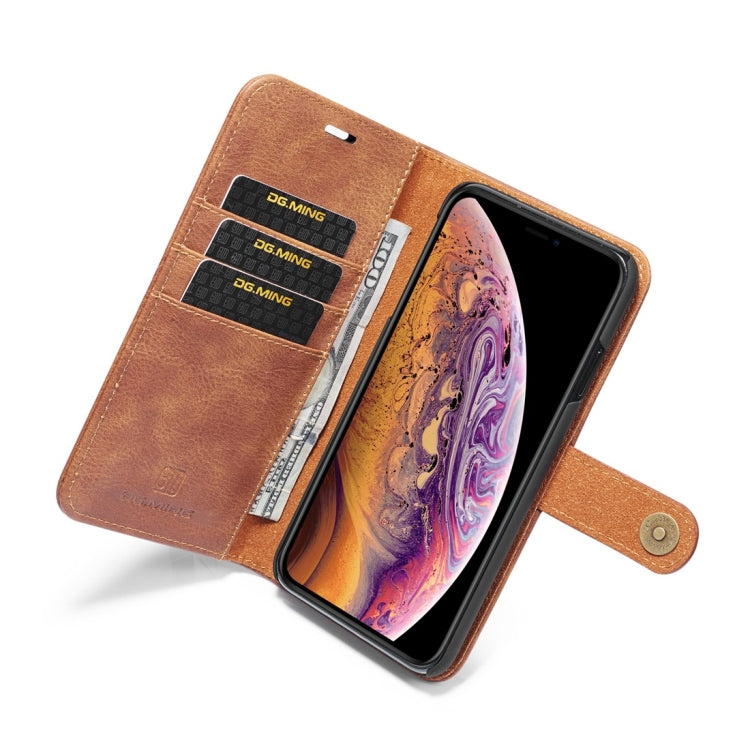 สำหรับ iPhone XS Max DG.MING เนื้อม้าบ้าพลิกซองหนังแม่เหล็กที่ถอดออกได้พร้อมตัวยึดและช่องเสียบการ์ดและกระเป๋าสตางค์, iPhone XS Max, For iPhone XS Max