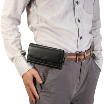 Lambskin วงยืดหยุ่นผู้ชาย 5.7-6.0 นิ้วโทรศัพท์มือถือสากลแขวนเอวซองหนังพร้อมช่องเสียบการ์ดสำหรับ iPhone XS Max / 8 Plus / 7 Plus / Honor 8X และโทรศัพท์มือถือ 5.7-6.0 นิ้วอื่น ๆ