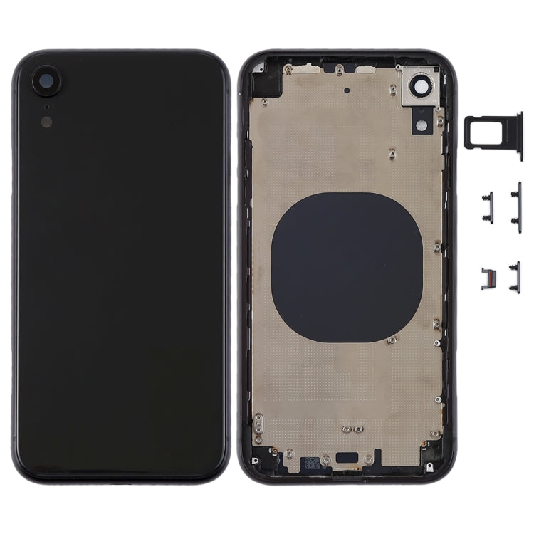 ฝาครอบด้านหลังพร้อมเลนส์กล้องและถาดซิมการ์ดและปุ่มด้านข้างสำหรับ iPhone XR, For iPhone XR (with Side Keys)