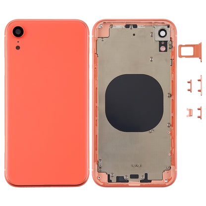 ฝาครอบด้านหลังพร้อมเลนส์กล้องและถาดซิมการ์ดและปุ่มด้านข้างสำหรับ iPhone XR, For iPhone XR (with Side Keys)