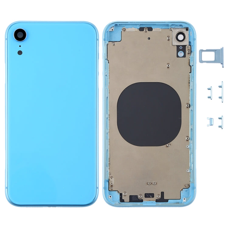 ฝาครอบด้านหลังพร้อมเลนส์กล้องและถาดซิมการ์ดและปุ่มด้านข้างสำหรับ iPhone XR, For iPhone XR (with Side Keys)