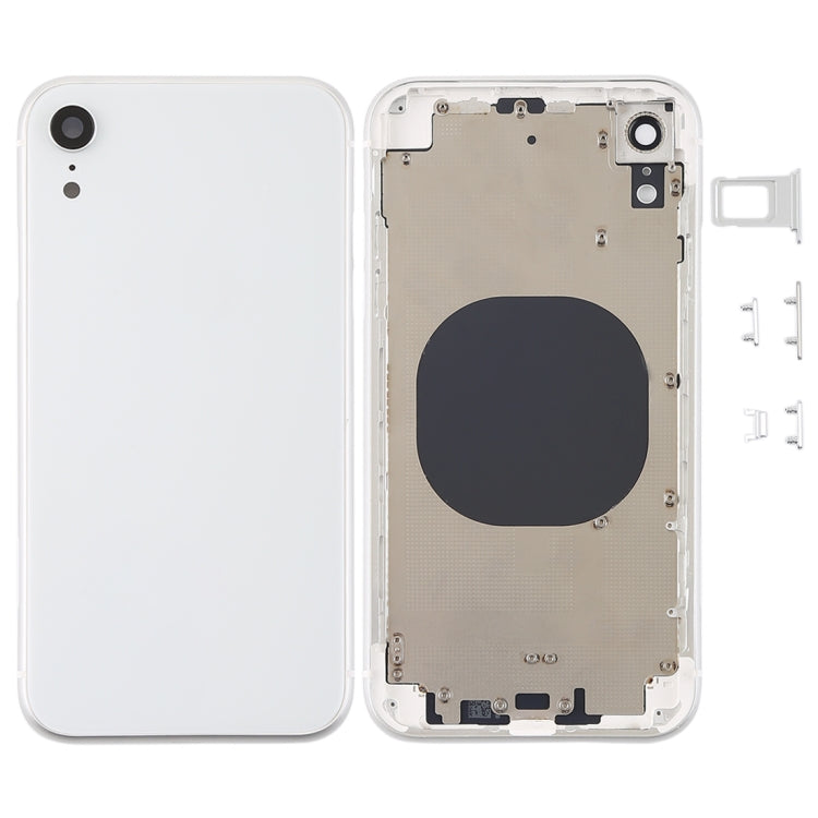 ฝาครอบด้านหลังพร้อมเลนส์กล้องและถาดซิมการ์ดและปุ่มด้านข้างสำหรับ iPhone XR, For iPhone XR (with Side Keys)