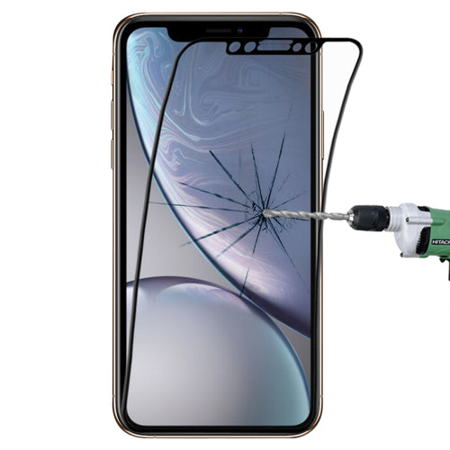 สำหรับ iPhone 11 / XR 0.1 มม. 9H ฟิล์มกระจกนิรภัยไฟเบอร์แบบยืดหยุ่นแบบเต็มหน้าจอ, For iPhone 11 / XR Black