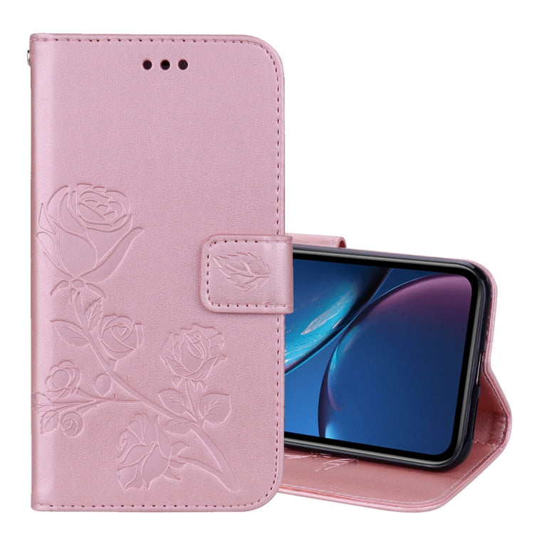 สำหรับ iPhone XR ซองหนัง PU แบบพลิกแนวนอนลายกุหลาบพร้อมตัวยึดและช่องเสียบการ์ดและกระเป๋าสตางค์, For XR