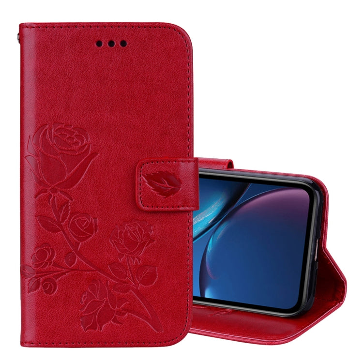 สำหรับ iPhone XR ซองหนัง PU แบบพลิกแนวนอนลายกุหลาบพร้อมตัวยึดและช่องเสียบการ์ดและกระเป๋าสตางค์, For XR