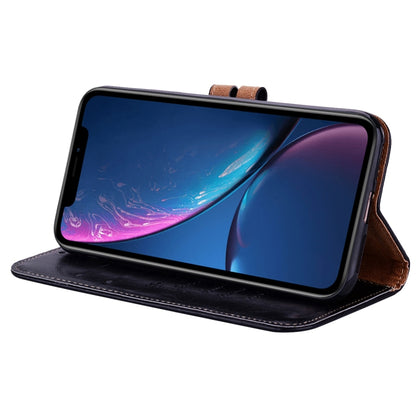 สำหรับ iPhone XR รูปแบบธุรกิจน้ำมันขี้ผึ้งเนื้อซองหนังพลิกแนวนอนพร้อมตัวยึดและช่องเสียบการ์ดและกระเป๋าสตางค์, For iPhone XR