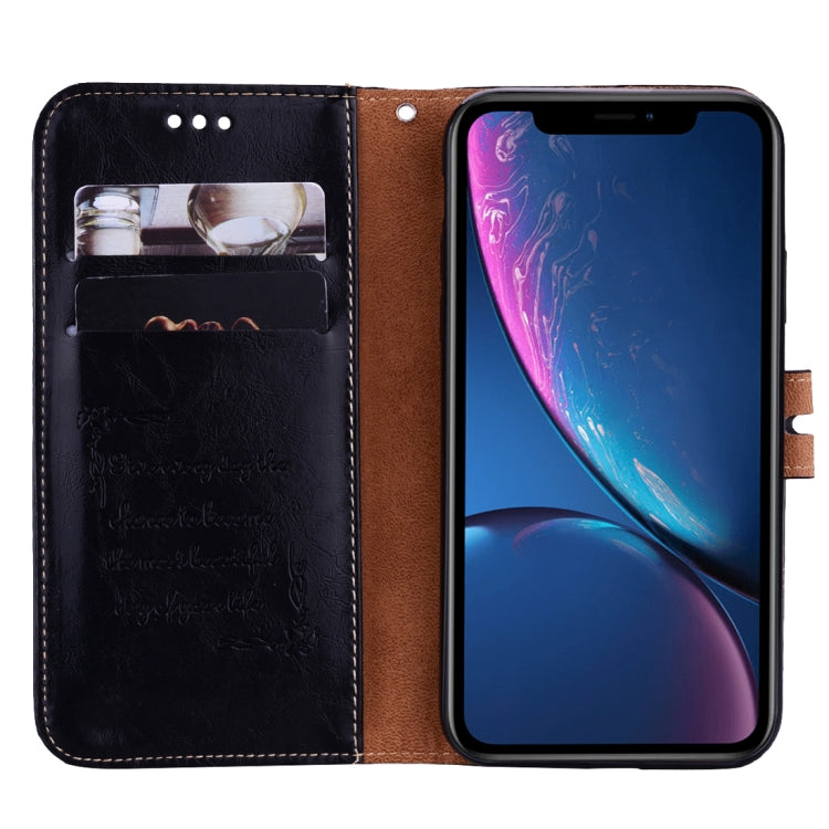 สำหรับ iPhone XR รูปแบบธุรกิจน้ำมันขี้ผึ้งเนื้อซองหนังพลิกแนวนอนพร้อมตัวยึดและช่องเสียบการ์ดและกระเป๋าสตางค์, For iPhone XR